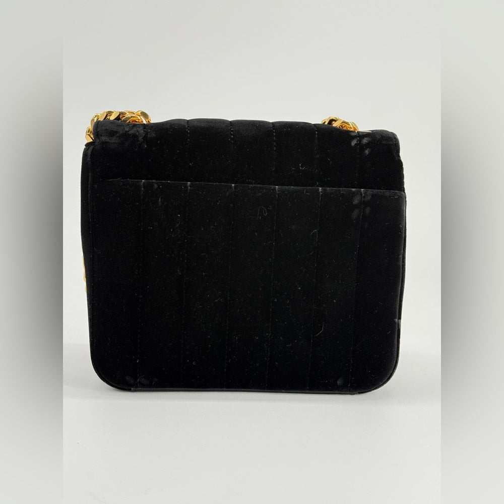 Sain Laurent Small Vicky Black Velvet Evening Bag