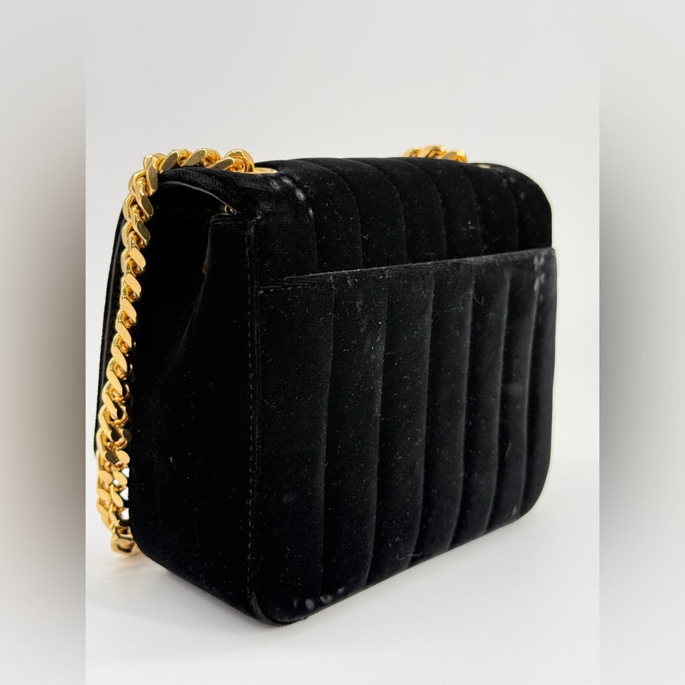 Sain Laurent Small Vicky Black Velvet Evening Bag