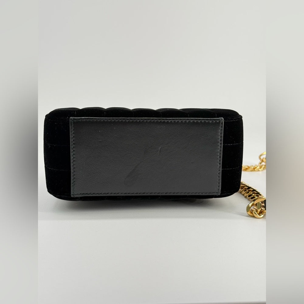 Sain Laurent Small Vicky Black Velvet Evening Bag
