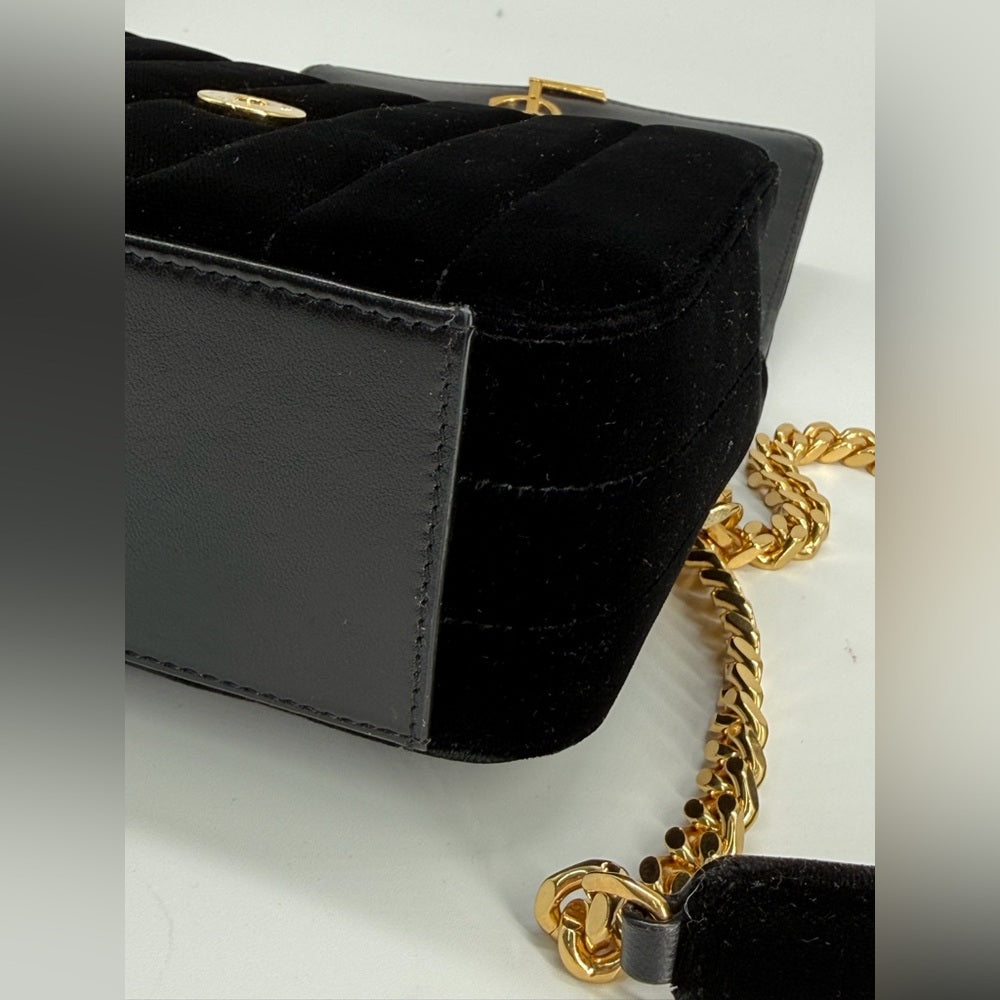 Sain Laurent Small Vicky Black Velvet Evening Bag