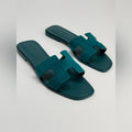 Hermes Oran Sandals Vert Oxford Suege Goatskin 38 EU