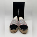 Chanel Pink & Silver Leather Espandrilles Woman Shoes Size 39