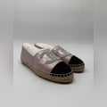 Chanel Pink & Silver Leather Espandrilles Woman Shoes Size 39