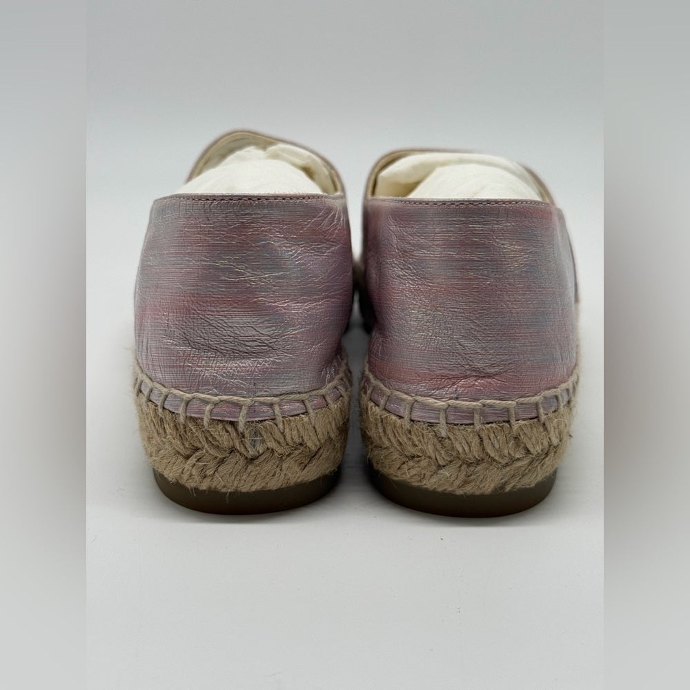 Chanel Pink & Silver Leather Espandrilles Woman Shoes Size 39