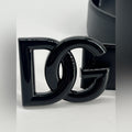 Dolce & Gabbana Black Leather Belt with Logo Buckle