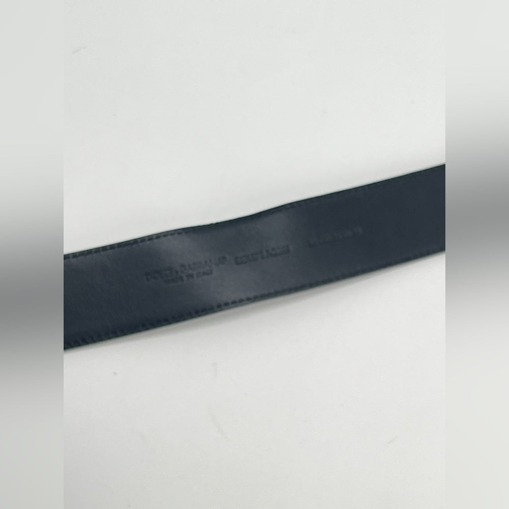Dolce & Gabbana Black Leather Belt with Logo Buckle