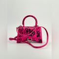Balenciaga Graffiti Hourglass Top Handle Pink Leather Bag