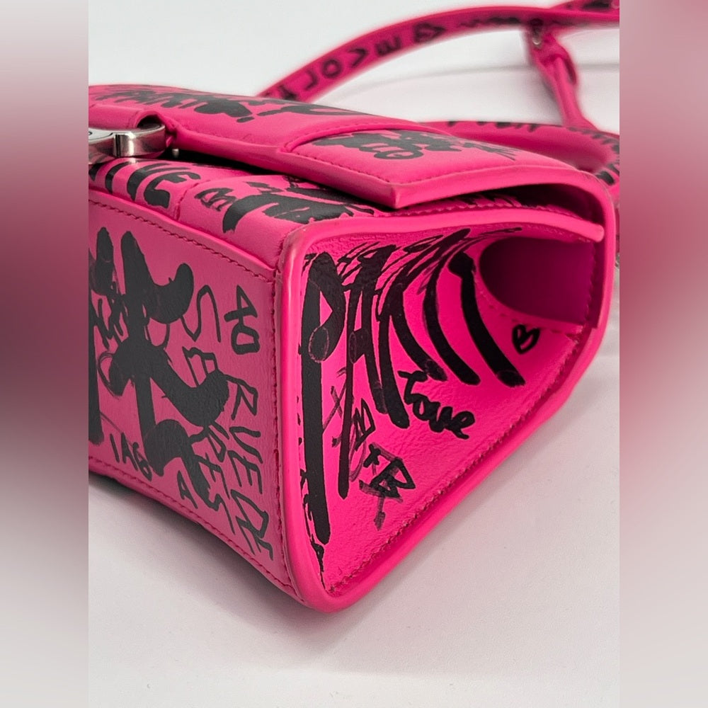 Balenciaga Graffiti Hourglass Top Handle Pink Leather Bag