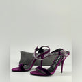 Tom Ford Purple Velvet Crystal Embellished Sandals Size 39 1/2