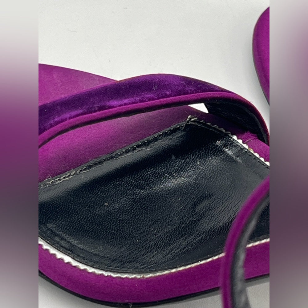 Tom Ford Purple Velvet Crystal Embellished Sandals Size 39 1/2