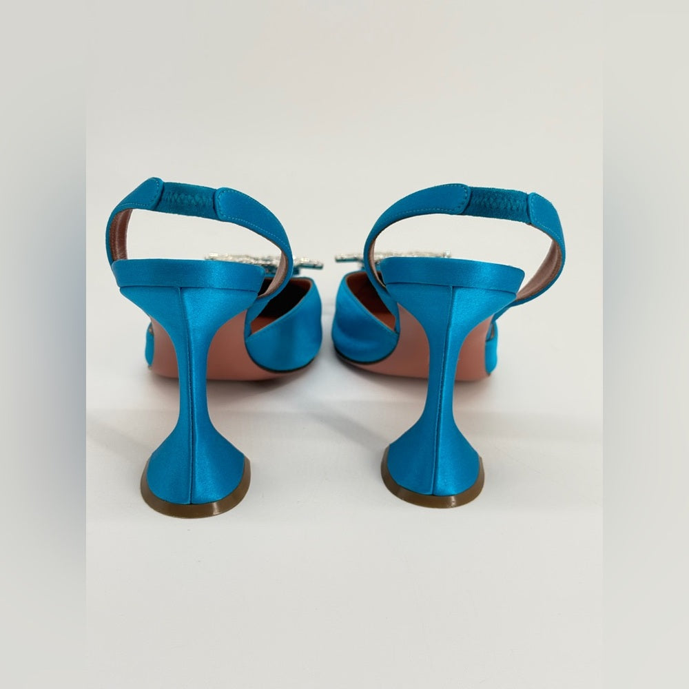 Amida Muaddi Begum Satin Slingback Pumps Blue 38 1/2