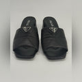 PRADA Diagram Slide Sandal Black Leather Size 39