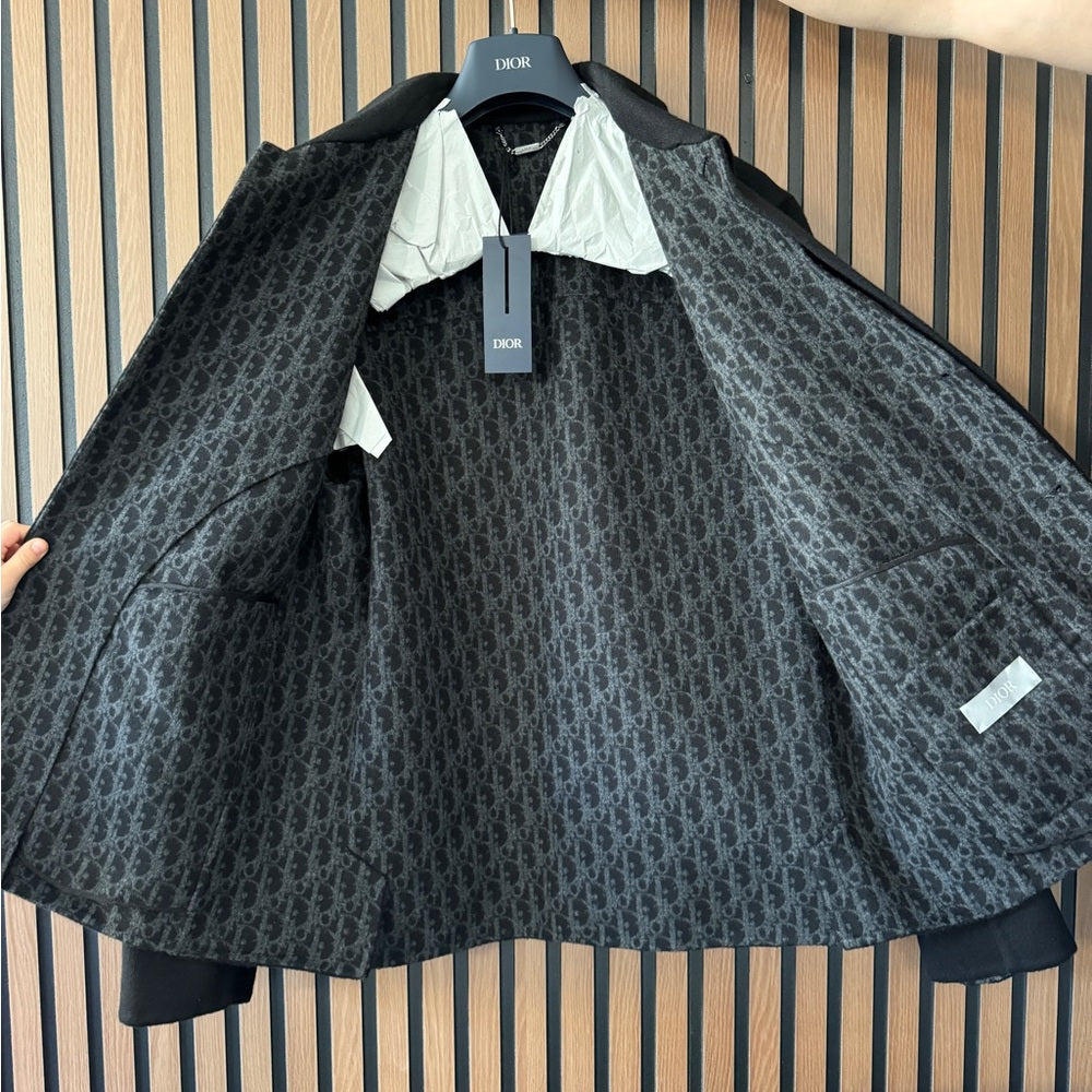 Dior Icons Workwear Jacket Black Double-Sided Virgin Wool and Cashmere Jacket 48