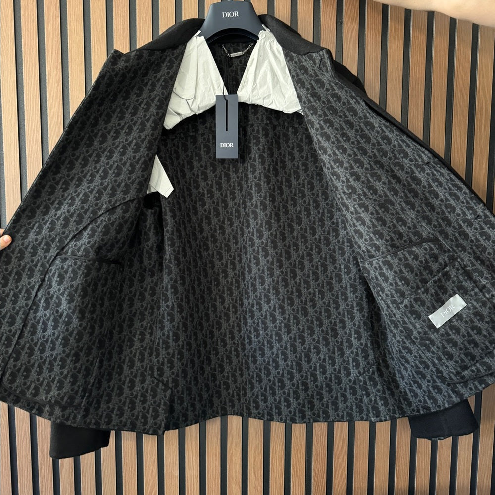 Dior Icons Workwear Jacket Black Double-Sided Virgin Wool and Cashmere Jacket 48