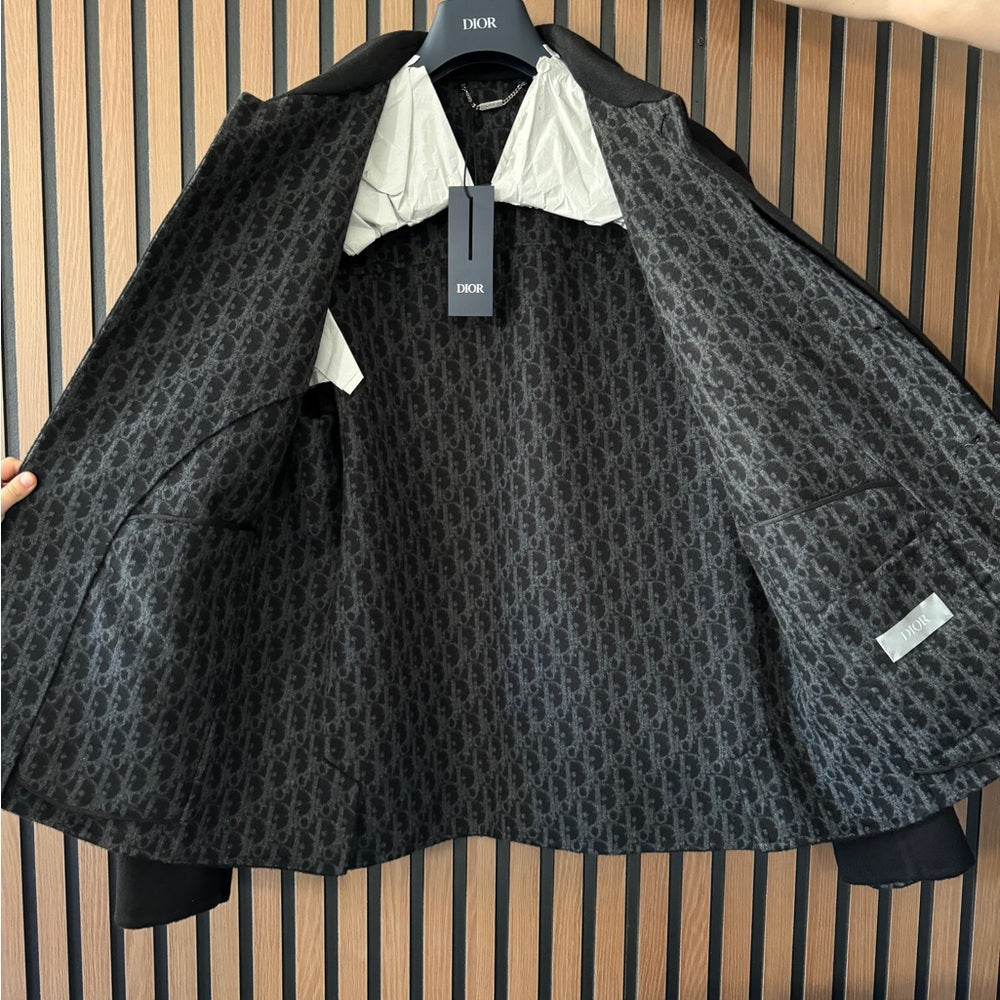Dior Icons Workwear Jacket Black Double-Sided Virgin Wool and Cashmere Jacket 48