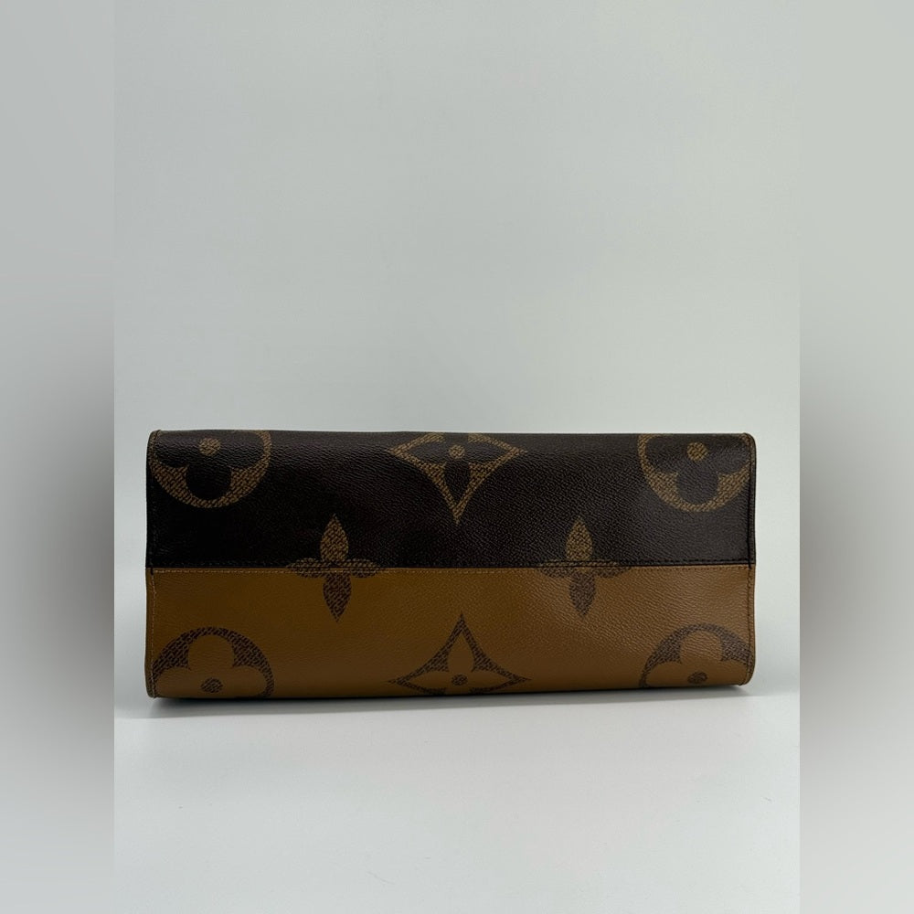 Louis Vuitton On The Go Tote Bag MM Brown Monogram Reverse Leather Bag