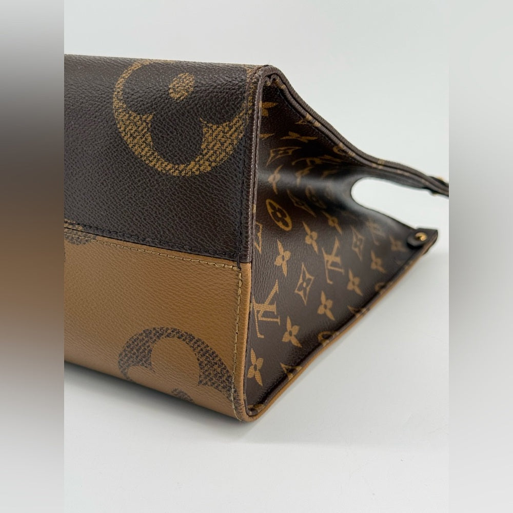 Louis Vuitton On The Go Tote Bag MM Brown Monogram Reverse Leather Bag