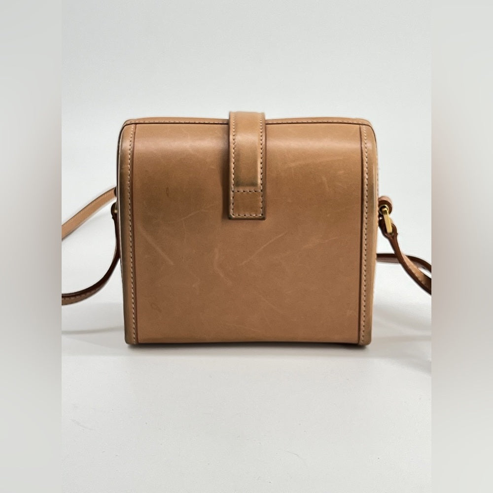 Saint Laurent Mini Box Beige Leather Crossbody Bag