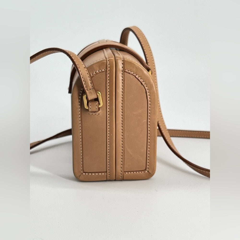 Saint Laurent Mini Box Beige Leather Crossbody Bag