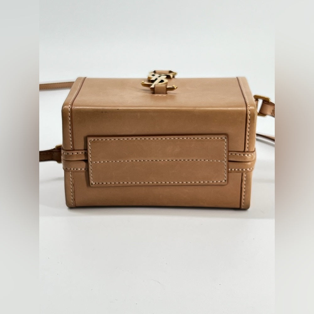 Saint Laurent Mini Box Beige Leather Crossbody Bag