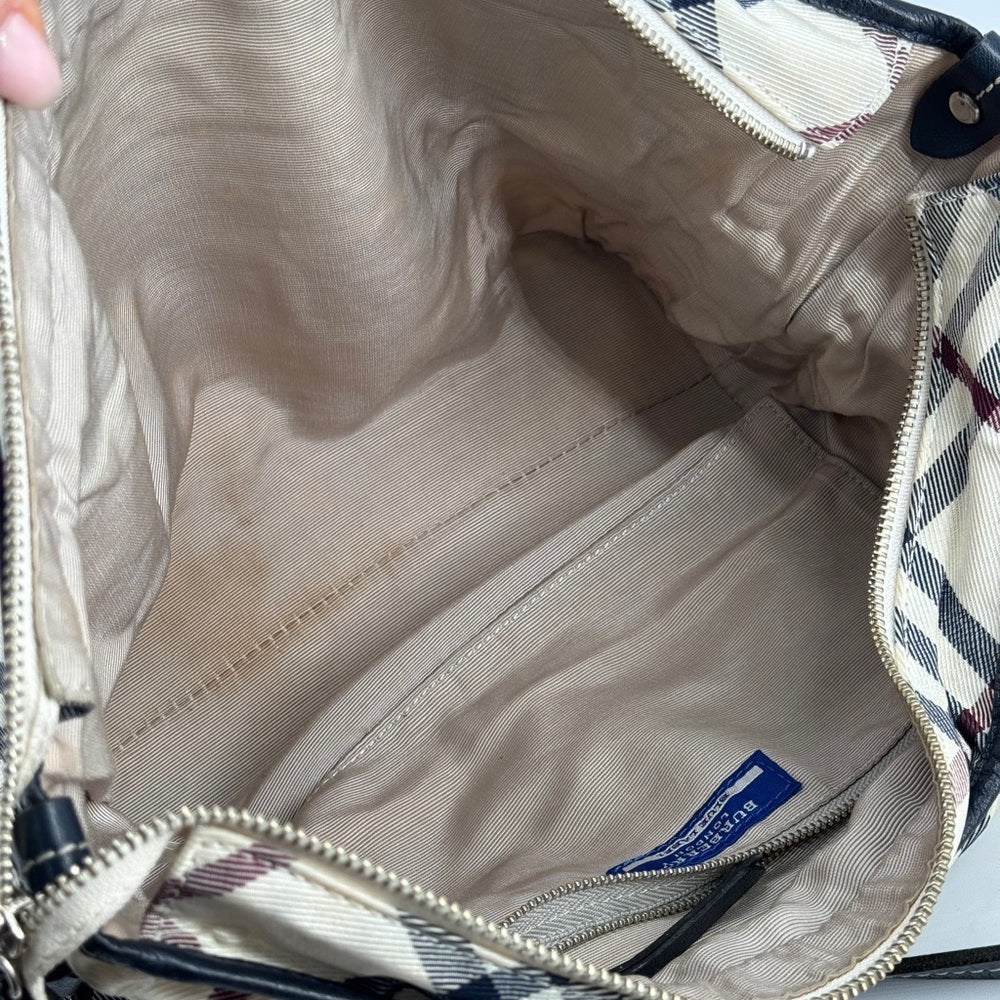 BURBERRY Nova Check Blue Label Tote Bag Nylon Beige