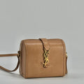 Saint Laurent Mini Box Beige Leather Crossbody Bag