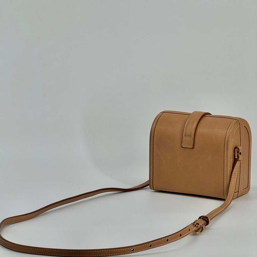 Saint Laurent Mini Box Beige Leather Crossbody Bag
