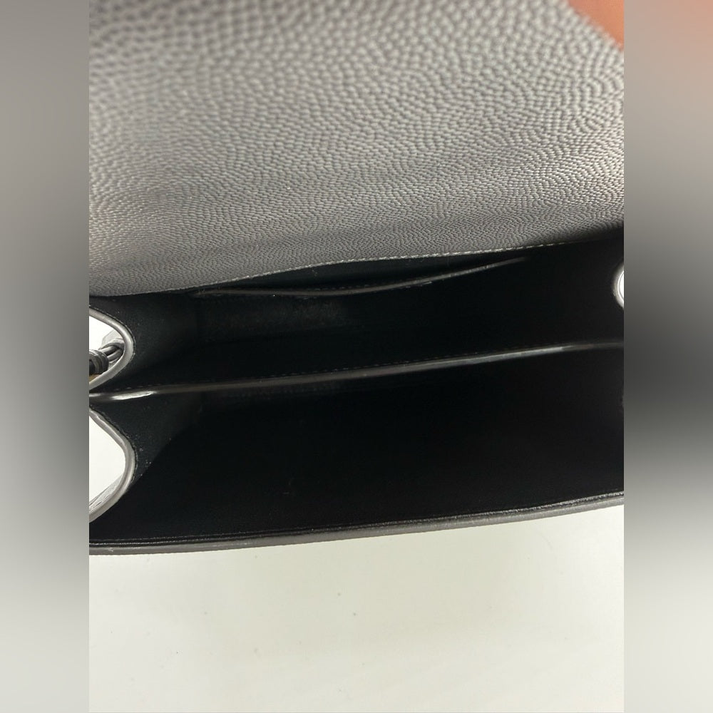 Saint Laurent Mini Cassandra Top Handle Bag In Grain Grey Leather