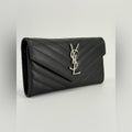 Saint Laurent Matelasse Chevron Leather Large Flap Wallet