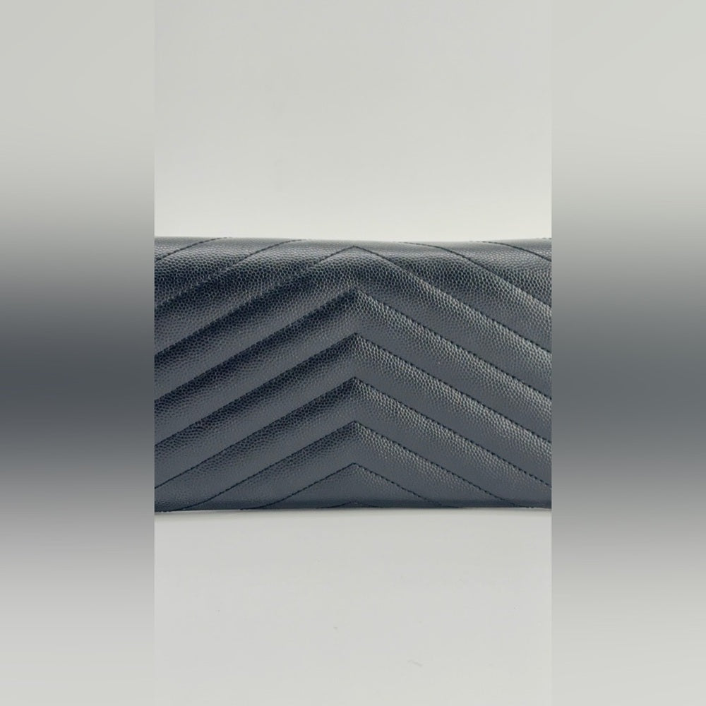 Saint Laurent Matelasse Chevron Leather Large Flap Wallet