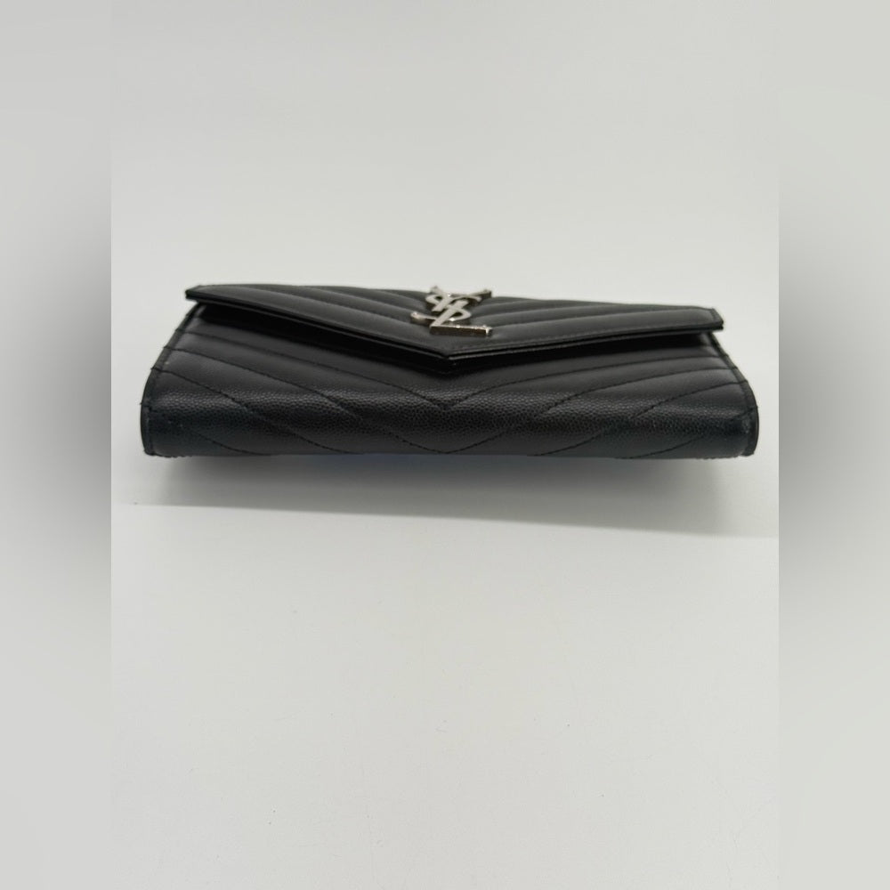 Saint Laurent Matelasse Chevron Leather Large Flap Wallet