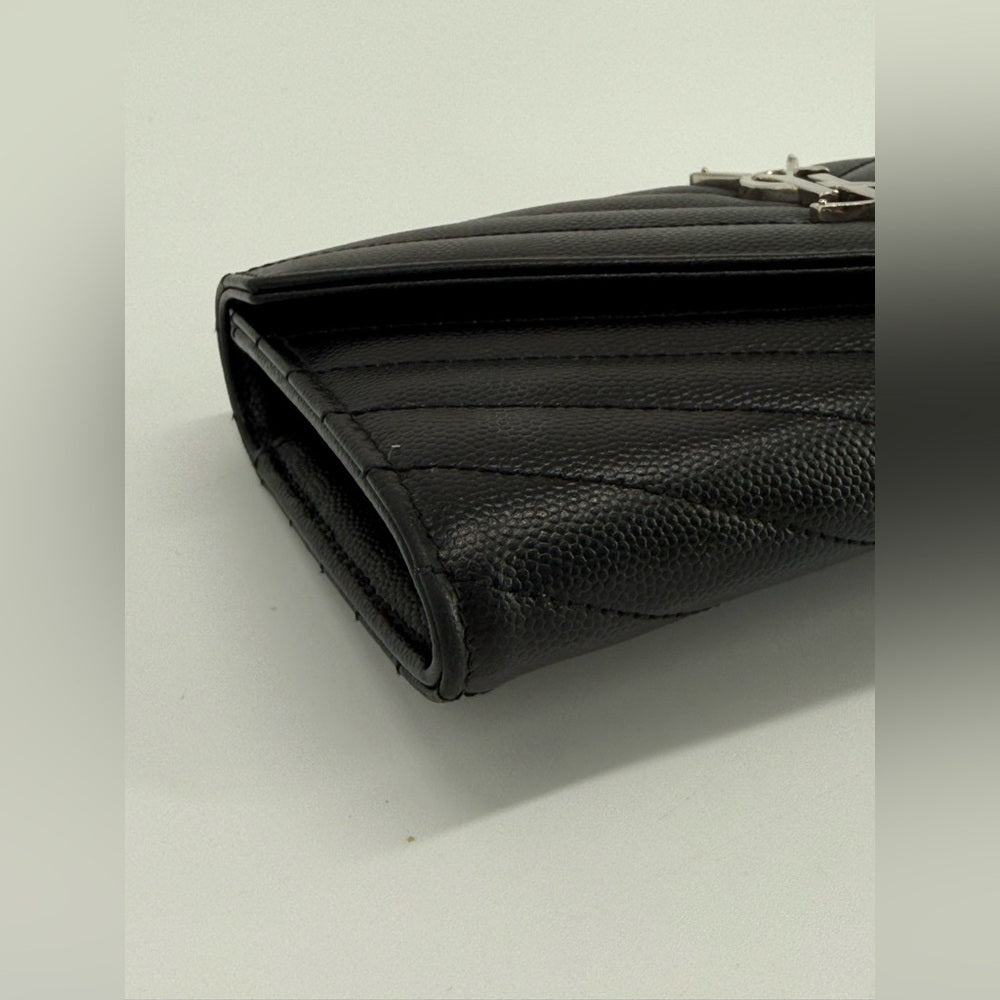 Saint Laurent Matelasse Chevron Leather Large Flap Wallet