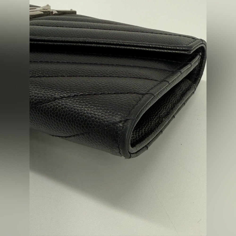 Saint Laurent Matelasse Chevron Leather Large Flap Wallet