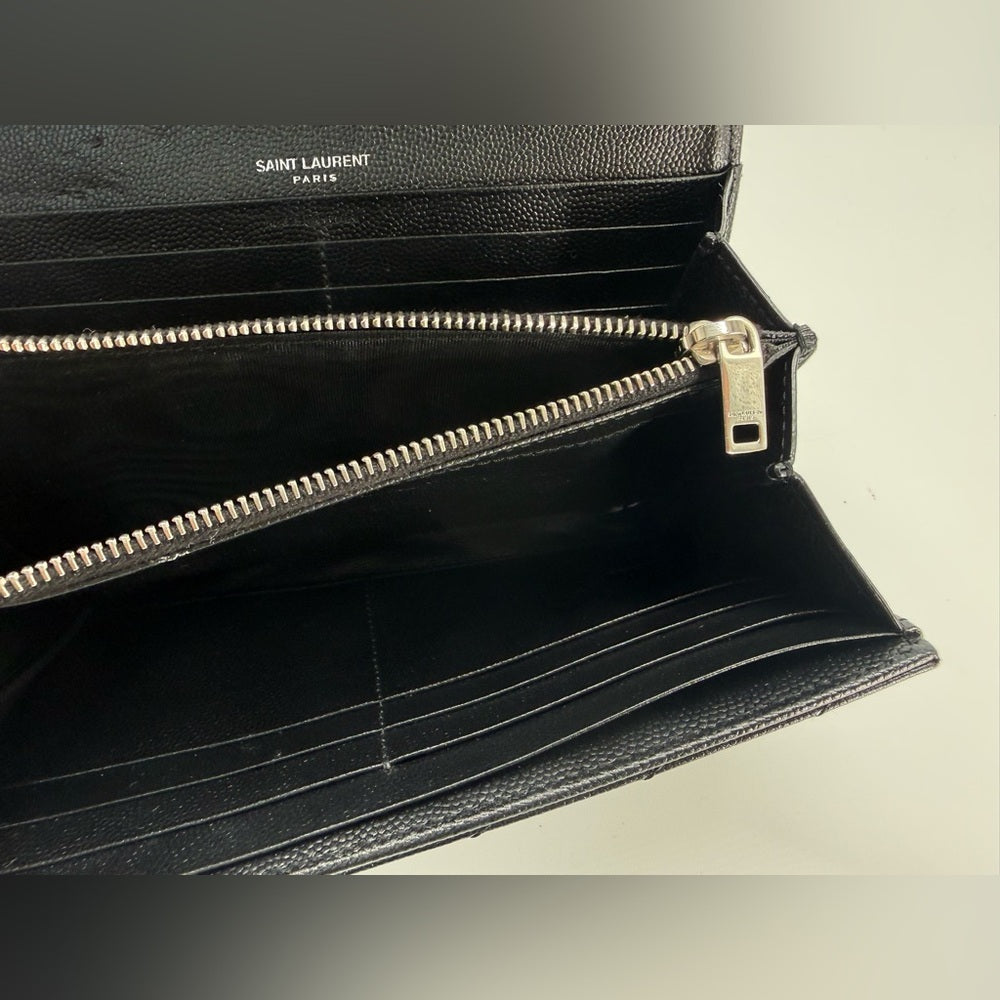 Saint Laurent Matelasse Chevron Leather Large Flap Wallet