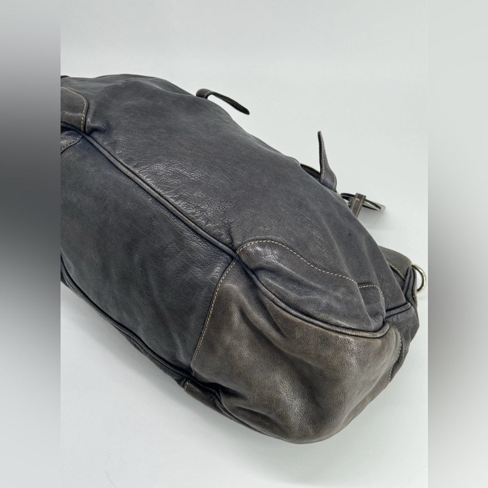 PRADA 2way Grey Leather Tote Shoulder Bag