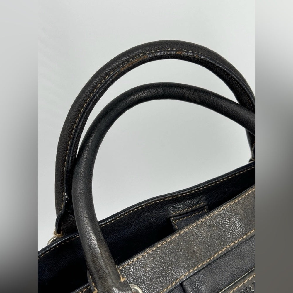 PRADA 2way Grey Leather Tote Shoulder Bag