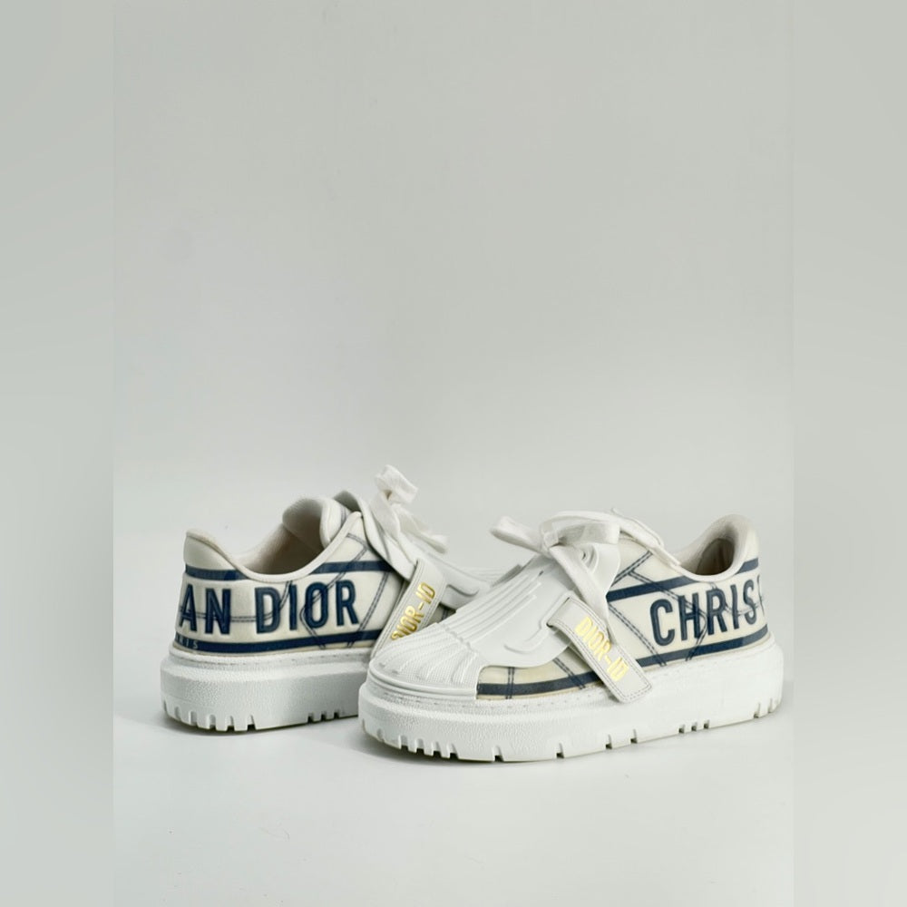 Christian Dior ID Sneaker White And Blue Technical Fabric Size EU34