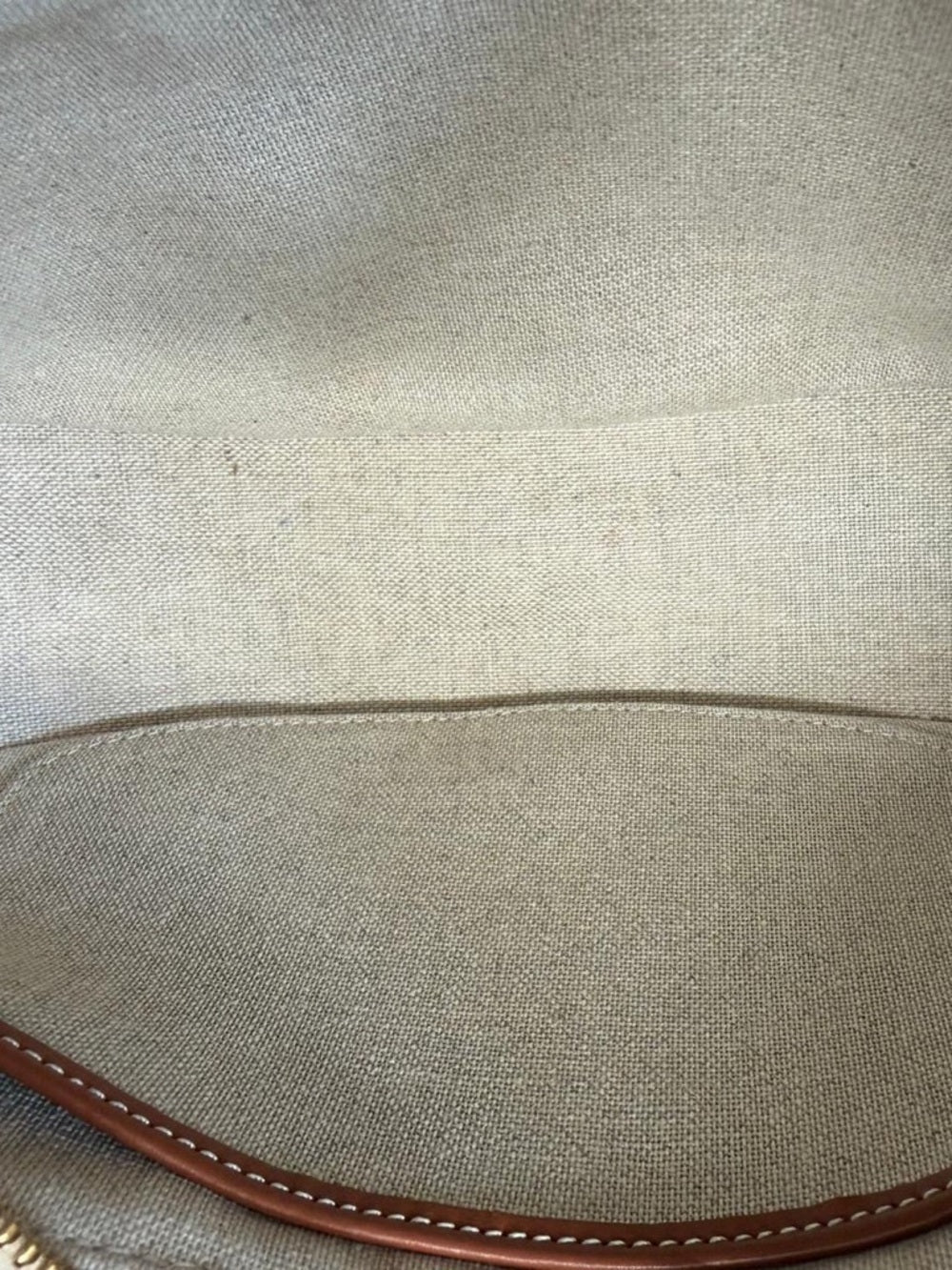 CELINE AVA Medium Shoulder Bag Canvas Leather Natural Tan