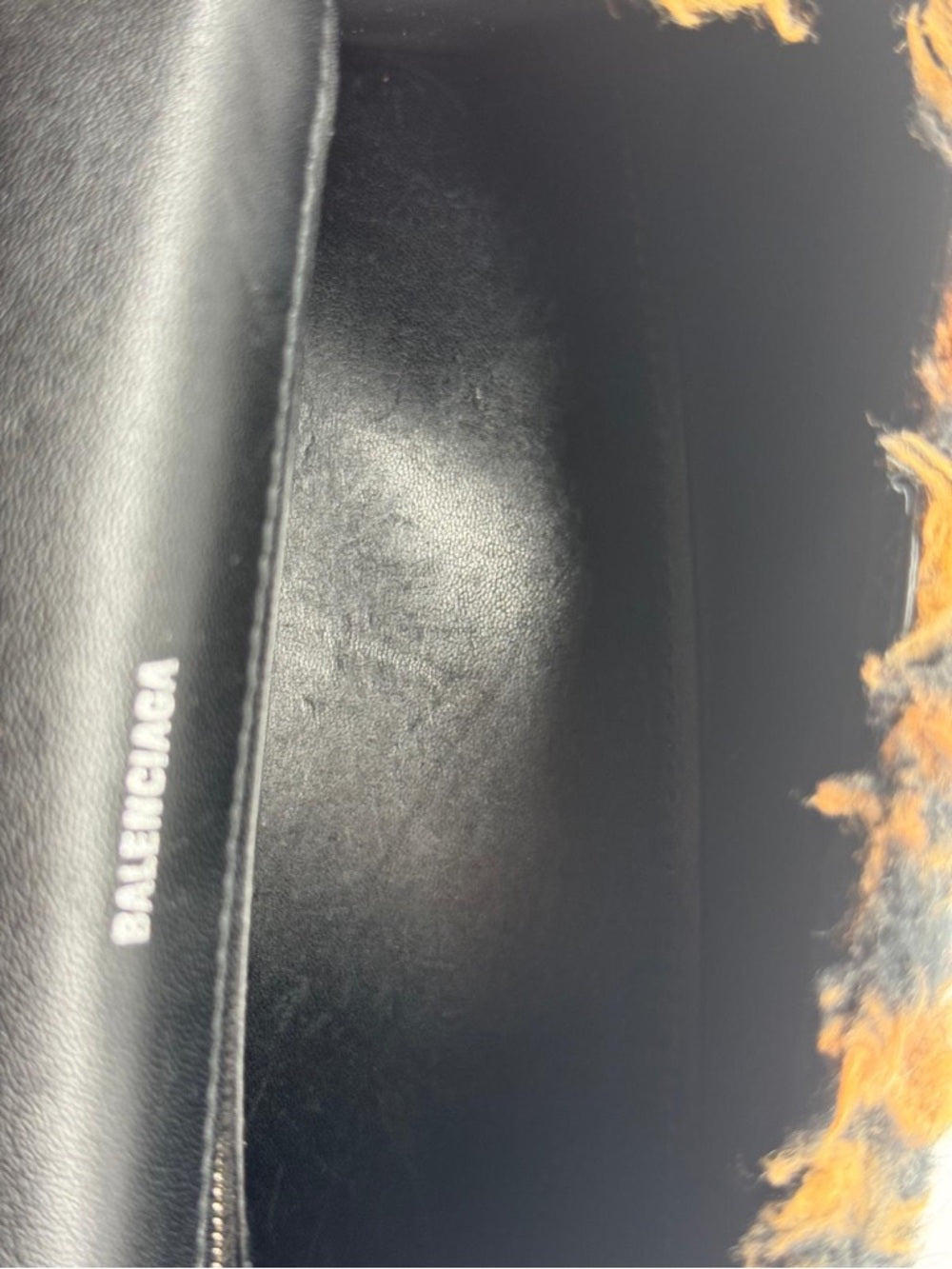 Balenciaga Hourglass Faux Fur Leopard-Print Top Handle Bag