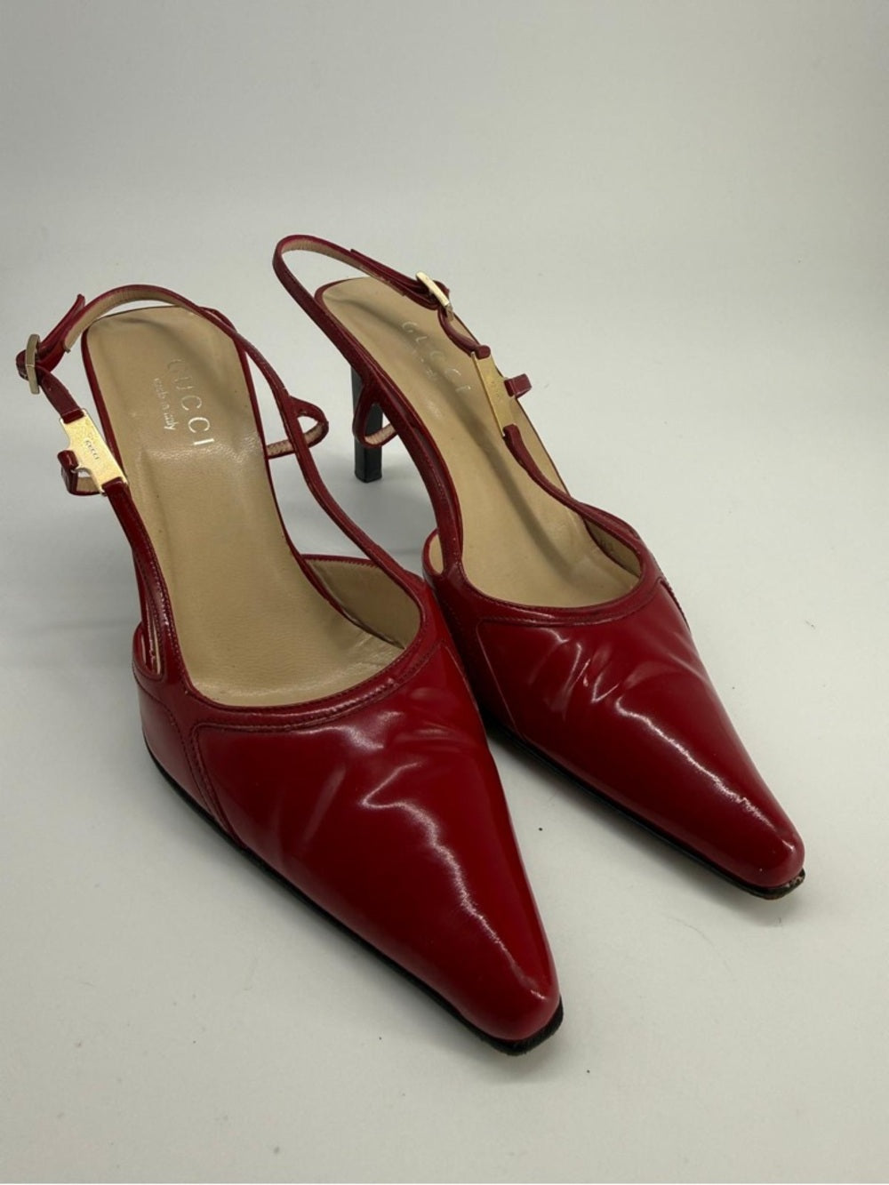 Gucci Patent Leather Slingback Pumps Red Size 7.5