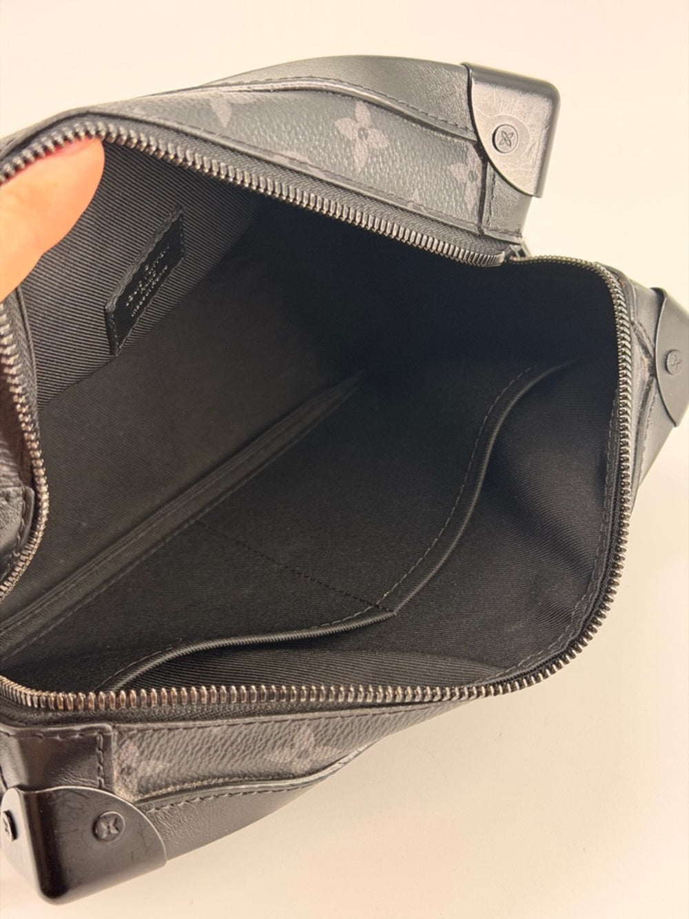 LOUIS VUITTON Soft Trunk Shoulder Bag Monogram eclipse canvas Black