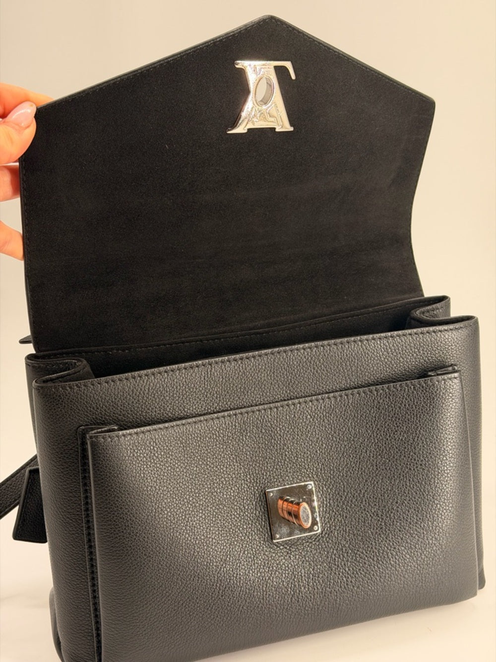 Louis Vuitton My Lockme Calfskin Top Handle Bag Black