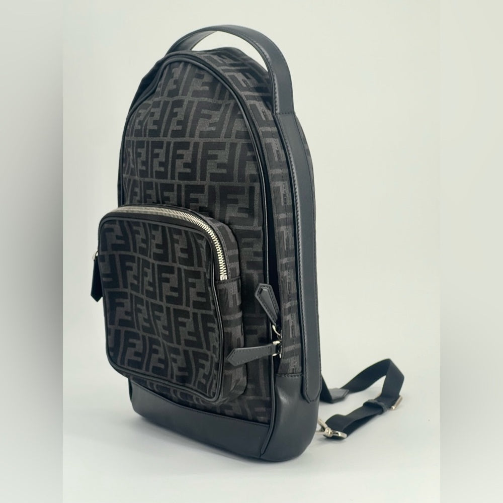 Fendi Leather/Canvas Trimmed FF Monogram Backpack
