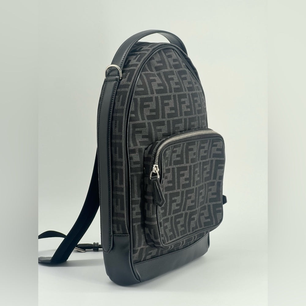 Fendi Leather/Canvas Trimmed FF Monogram Backpack