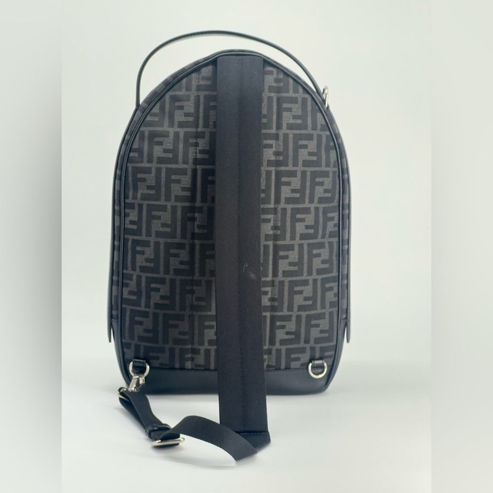 Fendi Leather/Canvas Trimmed FF Monogram Backpack