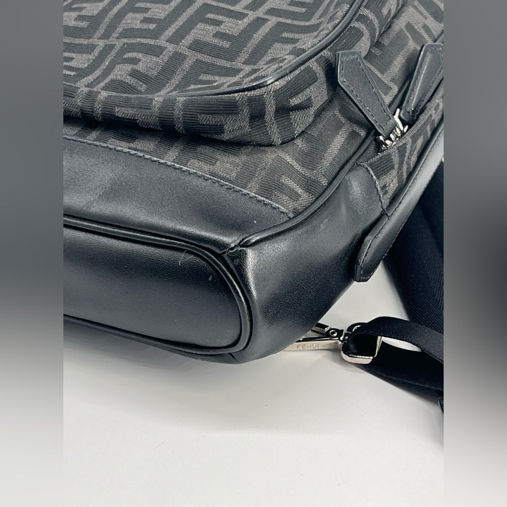 Fendi Leather/Canvas Trimmed FF Monogram Backpack