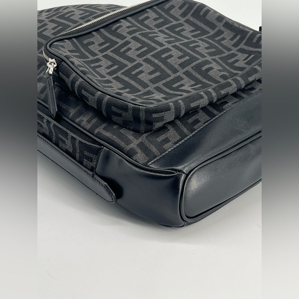 Fendi Leather/Canvas Trimmed FF Monogram Backpack
