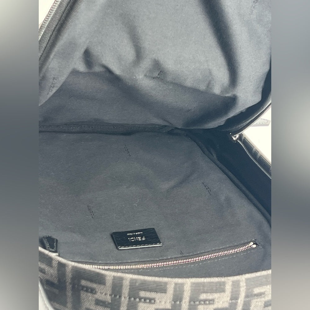 Fendi Leather/Canvas Trimmed FF Monogram Backpack