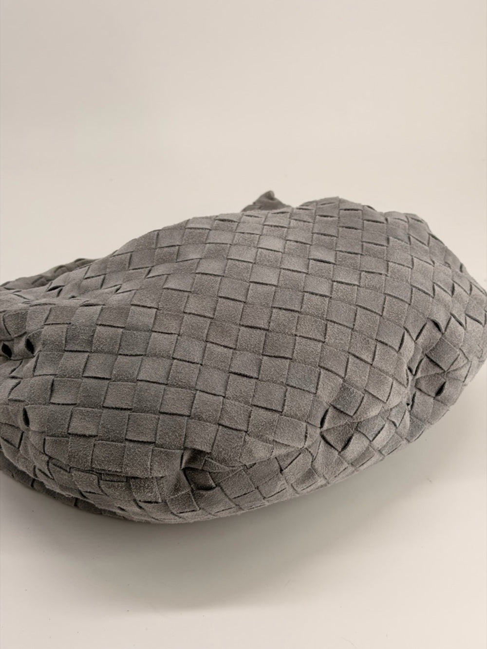 Bottega Veneta Intrecciato Suede Teen Jodie Hobo Bag Gray
