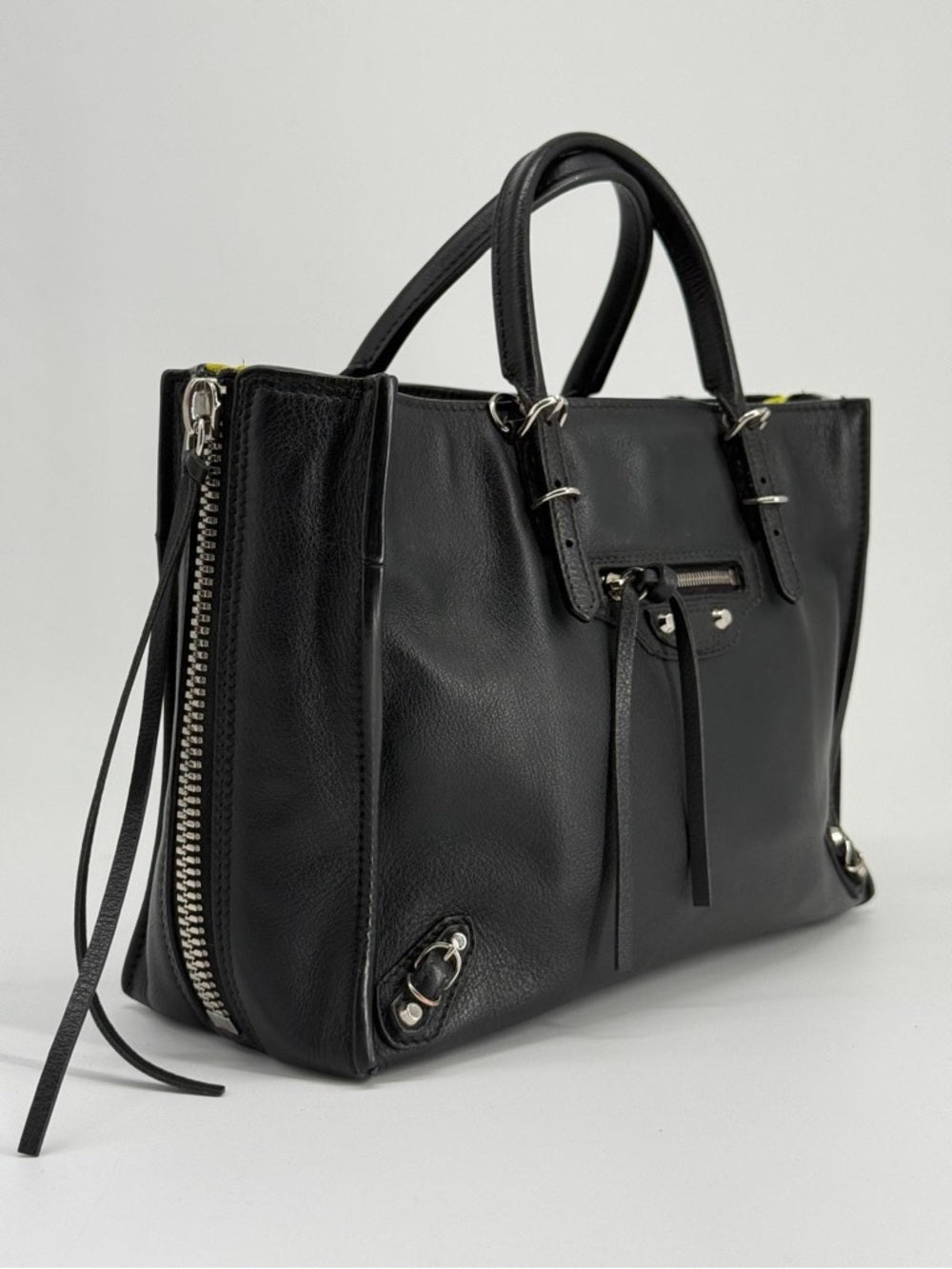Balenciaga Mini Papier A4 Two Tone Black Leather Shoulder Bag